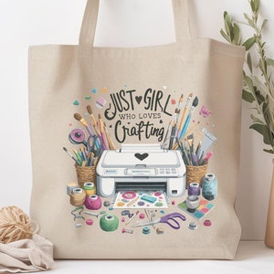 Funny Crafting Tote Bag, Craft Lover Shopping Tote, Crafter Gift, Large Reusable Canvas Grocery Bag, Craft Supplies Bag, Craft Lover Gift