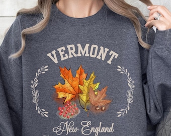 Vermont Sweatshirt, Leaf Peeping Sweater, Vermont Vacation Shirt, New England Shirt, Vermont Souvenir, Cute Fall Shirt, Falling Leaves