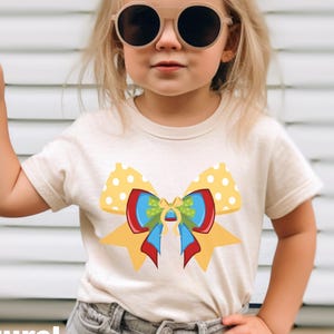 Coquette Summer Bow T-Shirt for Girls, Cute Summer Girly Tshirt Tee for Toddlers and Kids, Soft Graphic Shirt with Polka Dot Ribbon Bow