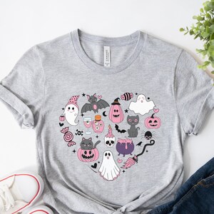 Halloween Doodles Shirt, Halloween Heart, Halloween Shirt, Retro Halloween Tee, Vintage Halloween, Cute Halloween Shirt, Cat Lover Shirt