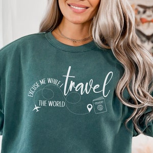 Sweat-shirt de voyage, pull de voyage dans le monde Comfort Colors®, sweat-shirt de vacances, pull de voyageur du monde, amateur de voyage, cadeau voyageur d'aventure