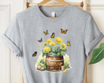 Butterfly Shirt, Boho Butterfly Shirt, Dandelion Shirt, Butterflies Shirt, Butterfly Lover Gift, Mothers Day Gift, Cottagecore Shirt