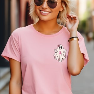 Breast Cancer Shirt, Breast Cancer Ghost Shirt, Halloween Shirt, Cancer Survivor, Pink Ribbon Shirt, Cancer Support Shirt, Warrior Tshirt