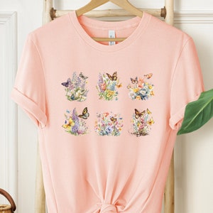 Butterfly Shirt, Floral Butterfly Shirt, Wildflower Shirt, Butterflies Shirt, Butterfly Lover Gift, Mothers Day Gift, Cottagecore Shirt