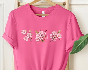 Chemise rose fleurs de cerisier, chemise Sakura, chemise japonaise, t-shirt Japon, chemise à fleurs, cadeau pour amateur du Japon, chemise de printemps de cerisier