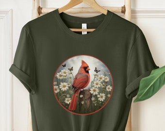 Cardinal Shirt, Red Cardinal Bird Shirt, Bird Lover Gift, Bird Watcher Shirt, Birding Shirt, Bird Watching Gift, Birdwatching, Cottage Core