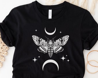 Death Head Moth Shirt, Deaths Head Moth Shirt, Celestial Shirt, Botanical Shirt, Cottagecore Shirt, Goblincore Clothing, Witchy Shirt
