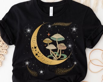 Celestial Shirt, Celestial Mushroom, Moon Shirt, Mystical Shirt, Magic Mushroom Shirt, Witchy Shirt, Mushroom T shirt, Goblincore Shirt