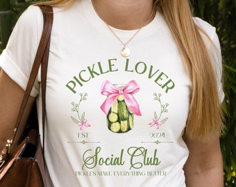 Pickle Shirt, Pickle Lover Social Club Shirt, Coquette Shirt, Pink Bow Shirt, Coquette Aesthetic Shirt, Funny Pickle Shirt, Ribbon Shirt