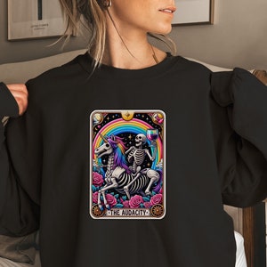 The Audacity Tarot Card Sweatshirt, Funny Tarot Card Gift, Sarcastic Sweater, Skeleton Tarot Card Sweater, Unicorn Shirt, Rainbow Sweatshirt