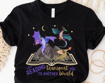 Book Lover Gift, Librarian Tshirt, Dragon Shirt, Librarian Gift, Reading Shirt, Book Nerd Shirt, Literary Shirt, Reading Teacher Gift, Magic