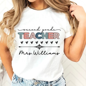 Custom Teacher Shirt, 2nd Grade Teacher Team Shirt, Personalized School Gift, Customized Name Teacher Tee, Second Grade