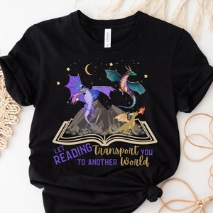 Book Lover Gift, Librarian Tshirt, Dragon Shirt, Librarian Gift, Reading Shirt, Book Nerd Shirt, Literary Shirt, Reading Teacher Gift, Magic