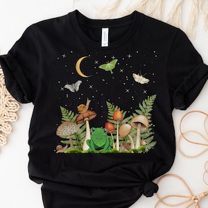 Frosch-Shirt, Frosch-Liebhaber-Geschenk, Cottagecore Shirt, Pilz-Shirt, Cottage Core Shirt, Frosch-T-Shirt, Frosch-Liebhaber-Shirt, Frosch- und Pilz-T-Stück