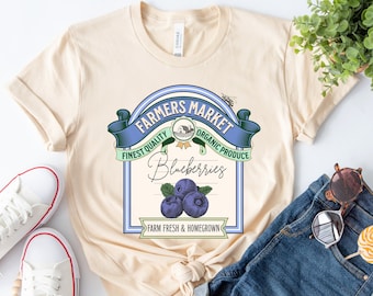 Blueberries Shirt, Farmers Market Fresh Blueberries, Blueberry Shirt, Gardening Shirt, Fruit T Shirt, Cottagecore Shirt, Gift for Gardener