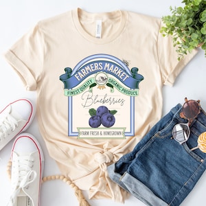 Blueberries Shirt, Farmers Market Fresh Blueberries, Blueberry Shirt, Gardening Shirt, Fruit T Shirt, Cottagecore Shirt, Gift for Gardener