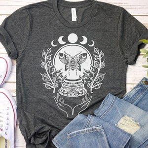 Moth Shirt, Celestial Shirt, Moon Phase Shirt, Mystical Shirt, Moon Phase, Mushroom Shirt, Moth T shirt, Witchy Shirt, Moth Tshirt, Moth Tee