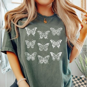 Butterfly Shirt, Comfort Colors® Floral Butterfly Shirt, Butterflies Shirt, Butterfly Lover Gift, Mothers Day Gift, Cottagecore Shirt