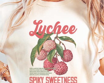 Retro Lychee Shirt, Comfort Colors® Botanical Fruit Shirt, Exotic Summer Fruit Shirt, Farmers Market Shirt, Tropical Fruit Tshirt