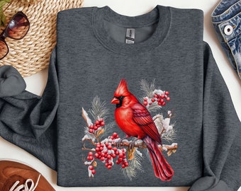 Cardinal Sweatshirt, Bird Lover Gift, Cardinal Bird Shirt, Red Cardinal Bird, Bird Sweatshirt, Bird Watching Gift, Bird Watcher Sweater