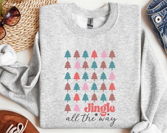 Jingle All the Way Sweater, Christmas Tree Sweater, Retro