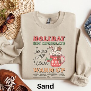 Hot Chocolate Christmas Sweater, Retro Christmas Shirt, Holiday Sweatshirt, Crewneck Holiday Sweatshirt, Cute Christmas Shirt