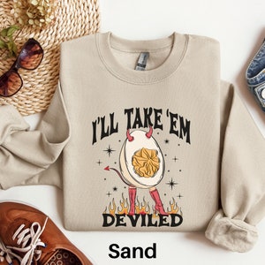 Deviled Egg Sweatshirt, Funny Thanksgiving Sweater, Cute Fall Shirt, Fall Season Sweater, Thanksgiving Dinner Sweatshirt, Thanksgiving Food