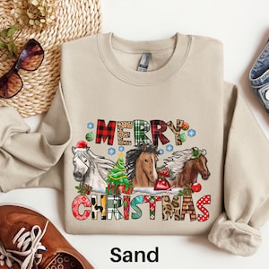 Christmas Horse Sweatshirt, Western Christmas Sweater, Horse Lover Gift, Cowboy Christmas, Equestrian Sweatshirt, Horse Mom Shirt