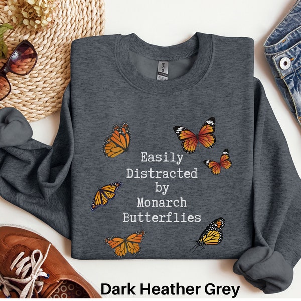 Easily Distracted By Monarch Butterflies Shirt, Monarch Butterfly Shirt, Boho Shirt, Botanical Shirt, Cottagecore Shirt, Nature Lover Shirt