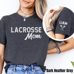 Custom Lacrosse Mom Shirt with Kids Name on Sleeve, Personalized Lacrosse Mom Shirt, Lacrosse Game Day Shirt, Lacrosse Mama, Lax Mom Shirt