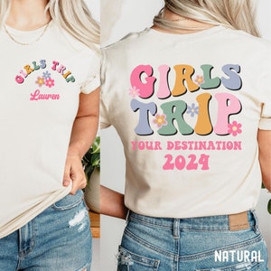 Gepersonaliseerde tripshirt voor meisjes, Comfort Colors® Girls Trip-shirt, aangepast weekendshirt voor meisjes, bijpassend vrijgezellenshirt, Girls Trip 2024
