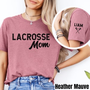 Custom Lacrosse Mom Shirt with Kids Name on Sleeve, Personalized Lacrosse Mom Shirt, Lacrosse Game Day Shirt, Lacrosse Mama, Lax Mom Shirt