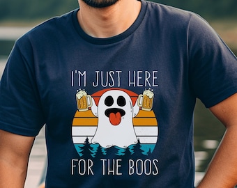 I'm Just Here For The Boos Shirt, Beer Shirt, Retro Ghost Shirt, Halloween Drinking Shirt, Funny Halloween Party Shirt,  Halloween Tshirt