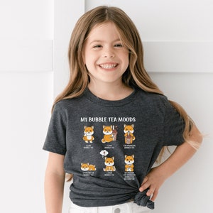 Kid&#39;s Boba Tea Shirt, Children&#39;s Shiba Inu Shirt, Kids Bubble Tea, Kawaii Shirt, Kawaii Clothing, Shiba Inu Lover Gift, Dog Lover Gift