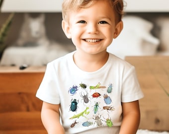 Kid&#39;s Bug Shirt, Bug Lover Shirt, Insect Shirt, Botanical Shirt, Insect Lover Gift, Bug Lover Gift, Beetle Shirt, Childrens Bug Shirt