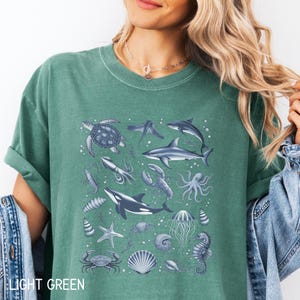 Shirt oceaandieren, Comfort Colors® retro jaren 90 zeeleven oceaanshirt, shirt zomer strandliefhebber Sealife, haaienliefhebber zeebioloog cadeau