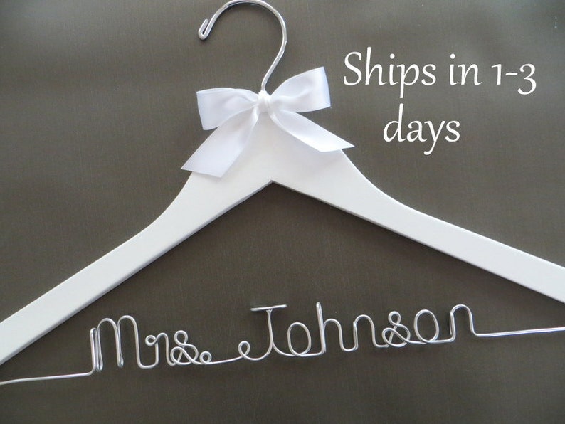 White Wedding Hanger Personalized Hanger Bridal Hanger Etsy