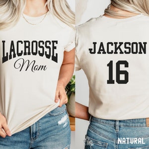 Custom Lacrosse Mom Shirt with Kids Name on Sleeve, Personalized Lacrosse Mom Shirt, Lacrosse Game Day Shirt, Lacrosse Mama, Lax Mom Shirt