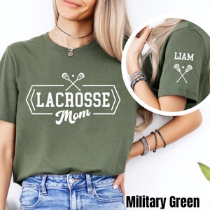 Custom Lacrosse Mom Shirt with Kids Name on Sleeve, Personalized Lacrosse Mom Shirt, Lacrosse Game Day Shirt, Lacrosse Mama, Lax Mom Shirt