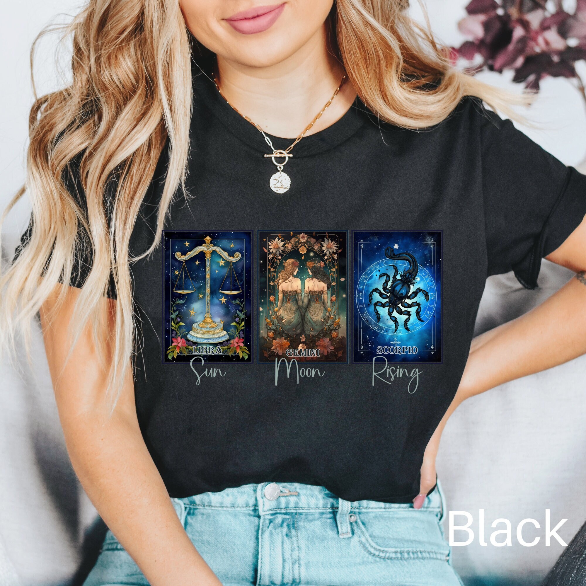 Custom Big Three Astrology Shirt, Personalized Sun, Moon and Rising Sign Shirt, Zodiac Shirt, Astrology Gift, Horoscope Gift, Zodiac Gift