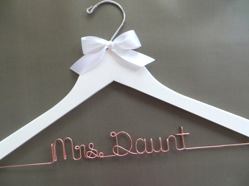 Wood Hanger White Bride Hanger Wedding Dress Hanger Bride Hanger Engagement Gift Mrs Hanger Personalized Hanger Custom Wedding Hanger