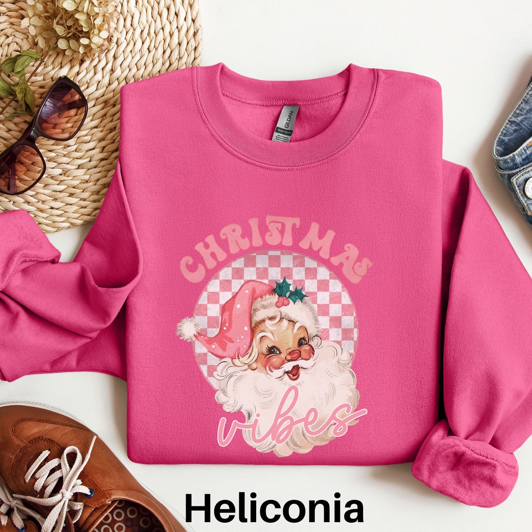RED & PINK VINTAGE POINSETTIA SANTA SWEATSHIRT main image 0