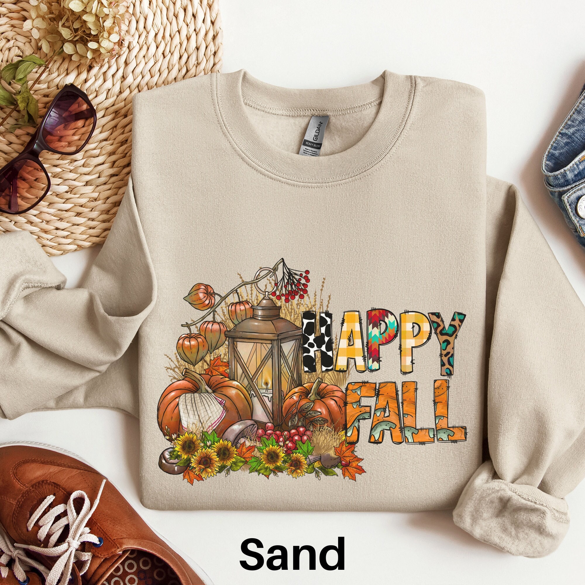 Happy Fall Sweatshirt, Fall Leaves Sweater, Cute Fall Shirt, Fall Season Sweater, Womens Autumn Sweatshirt, Fall Lover Gift, Autumn Lover