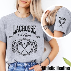 Custom Lacrosse Mom Shirt with Kids Name on Sleeve, Personalized Lacrosse Mom Shirt, Lacrosse Game Day Shirt, Lacrosse Mama, Lax Mom Shirt