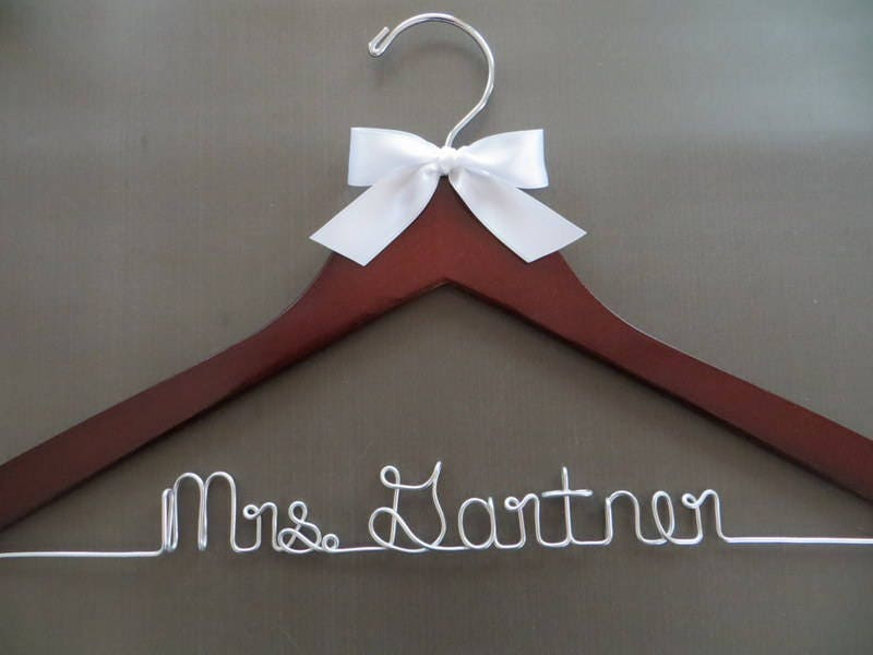 Personalized Hanger Wedding Hanger with Bow Satin Bow Bridal | Etsy