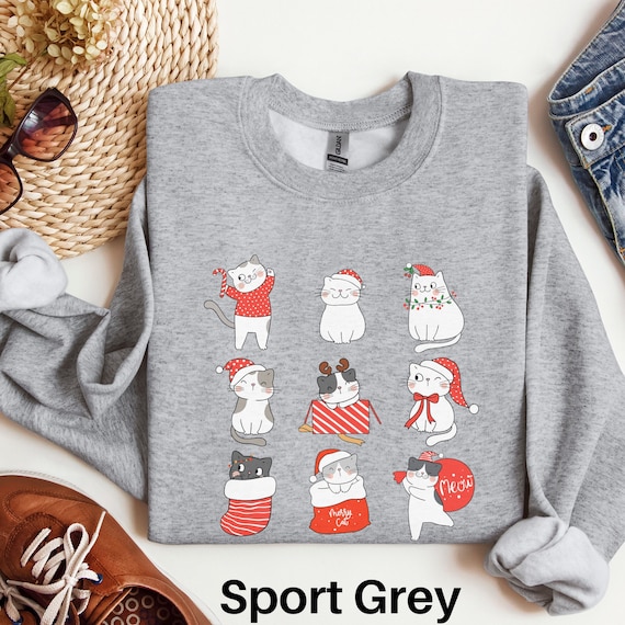 Cat Christmas Sweatshirt Christmas Cat Sweater Kawaii Cat Sweatshirt Cat Mom Sweater Cat Shirt Cat Lover Gift Cat Lover Sweater Etsy Canada