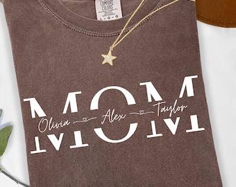 Custom Mom Shirt with Kids Names, Personalized Mothers Day Shirt Gift