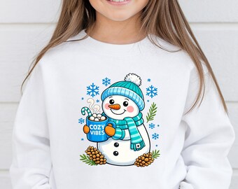 Snowman Hot Cocoa Sweatshirt, Cozy Winter Graphic Crewneck
