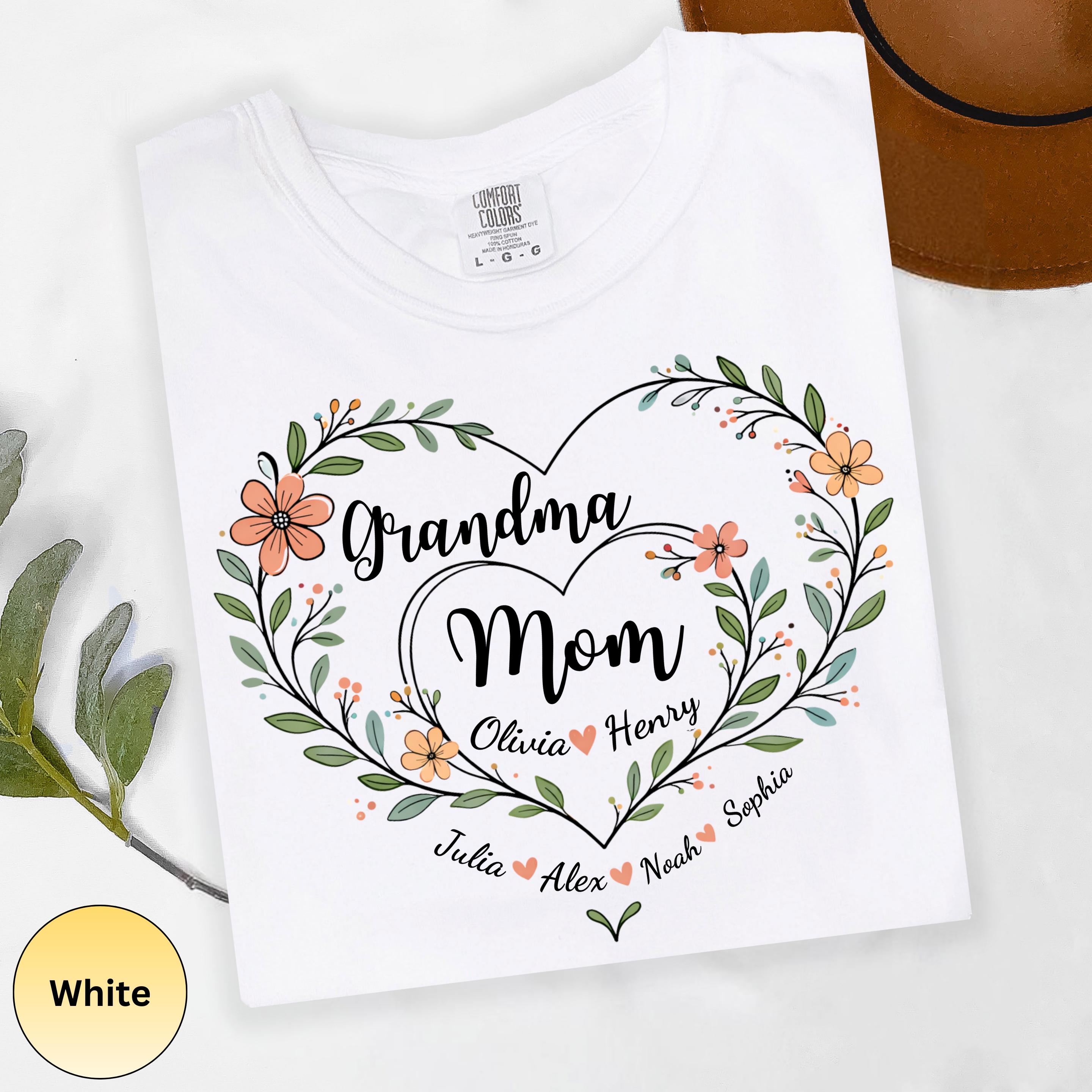 Personalized Grandma Mom Family Heart Shirt, Custom Kids Grandkids ...