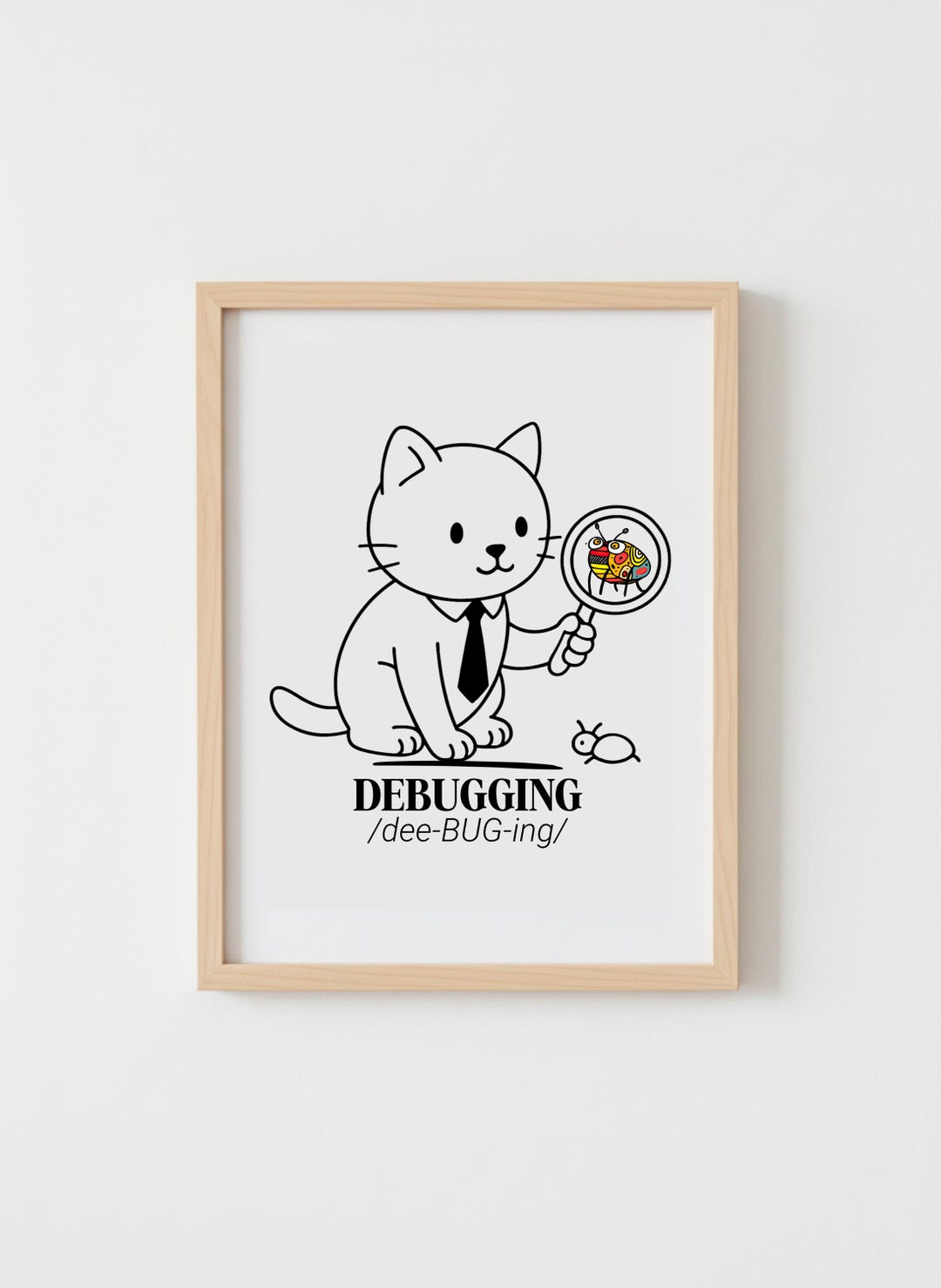Debugging Cat Print, Funny Programmer Gift, Software Developer Wall Art ...